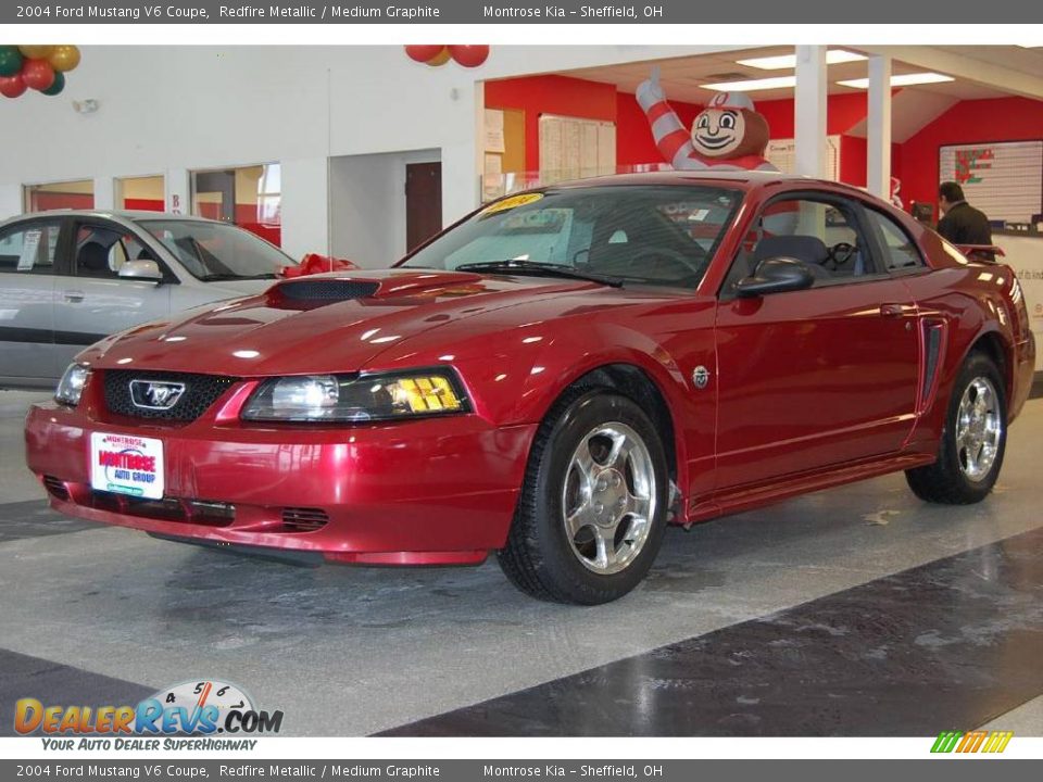 2004 Ford Mustang V6 Coupe Redfire Metallic / Medium Graphite Photo #2