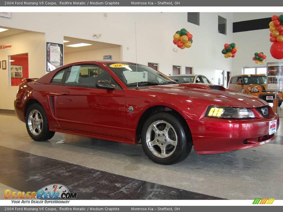 2004 Ford Mustang V6 Coupe Redfire Metallic / Medium Graphite Photo #9