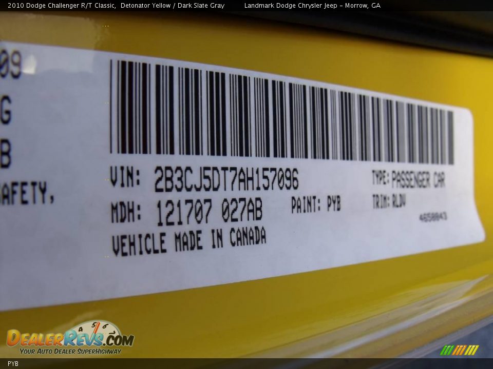 Dodge Color Code PYB Detonator Yellow