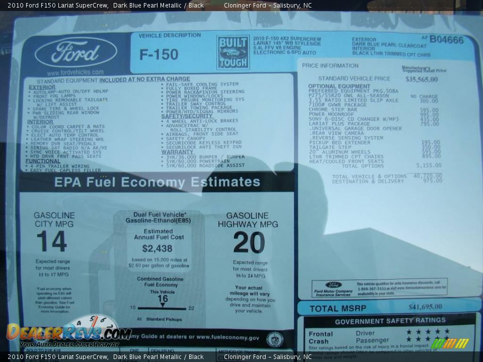 2010 Ford F150 Lariat SuperCrew Dark Blue Pearl Metallic / Black Photo #14