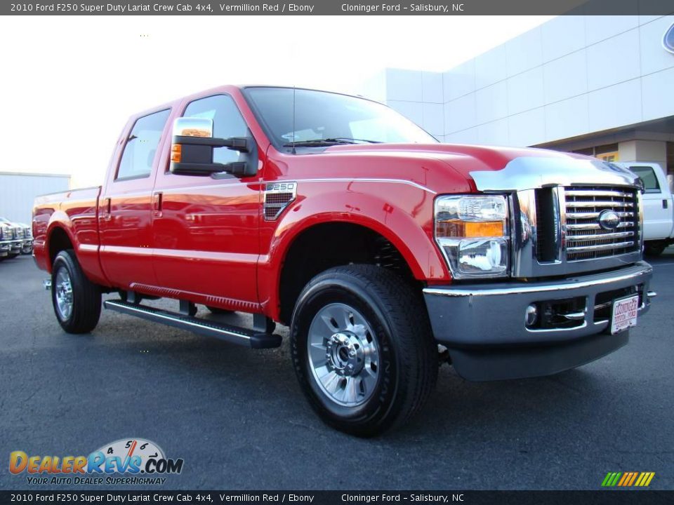 2010 Ford F250 Super Duty Lariat Crew Cab 4x4 Vermillion Red / Ebony Photo #1