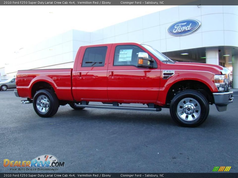 2010 Ford F250 Super Duty Lariat Crew Cab 4x4 Vermillion Red / Ebony Photo #2