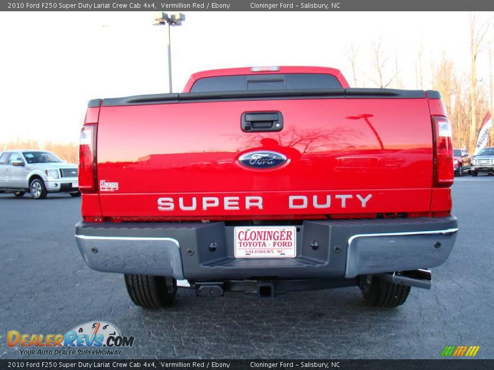 2010 Ford F250 Super Duty Lariat Crew Cab 4x4 Vermillion Red / Ebony Photo #4