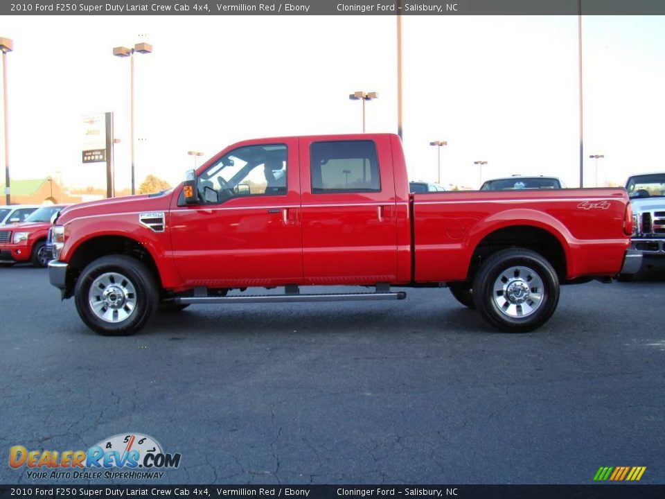 2010 Ford F250 Super Duty Lariat Crew Cab 4x4 Vermillion Red / Ebony Photo #5