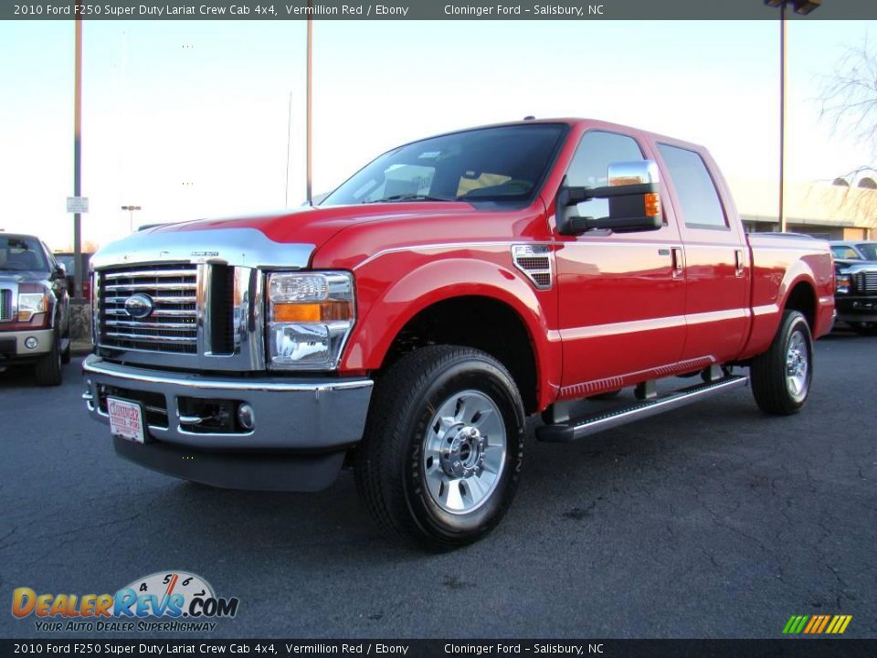 2010 Ford F250 Super Duty Lariat Crew Cab 4x4 Vermillion Red / Ebony Photo #6