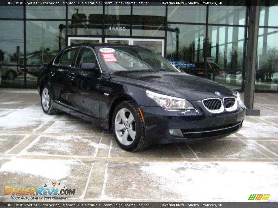 2008 BMW 5 Series 528xi Sedan Monaco Blue Metallic / Cream Beige Dakota Leather Photo #1