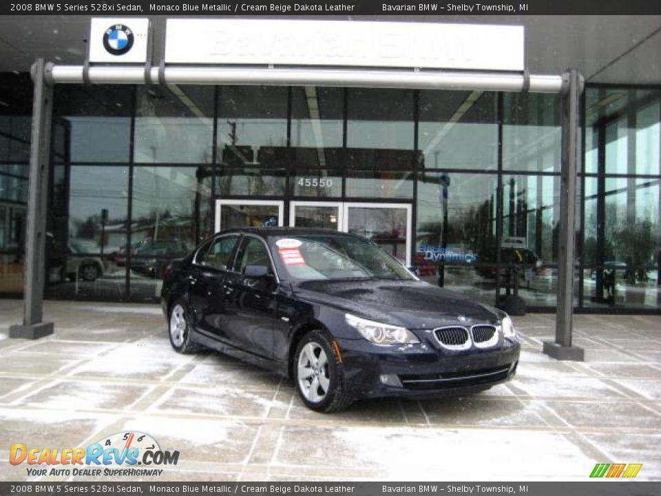 2008 BMW 5 Series 528xi Sedan Monaco Blue Metallic / Cream Beige Dakota Leather Photo #2