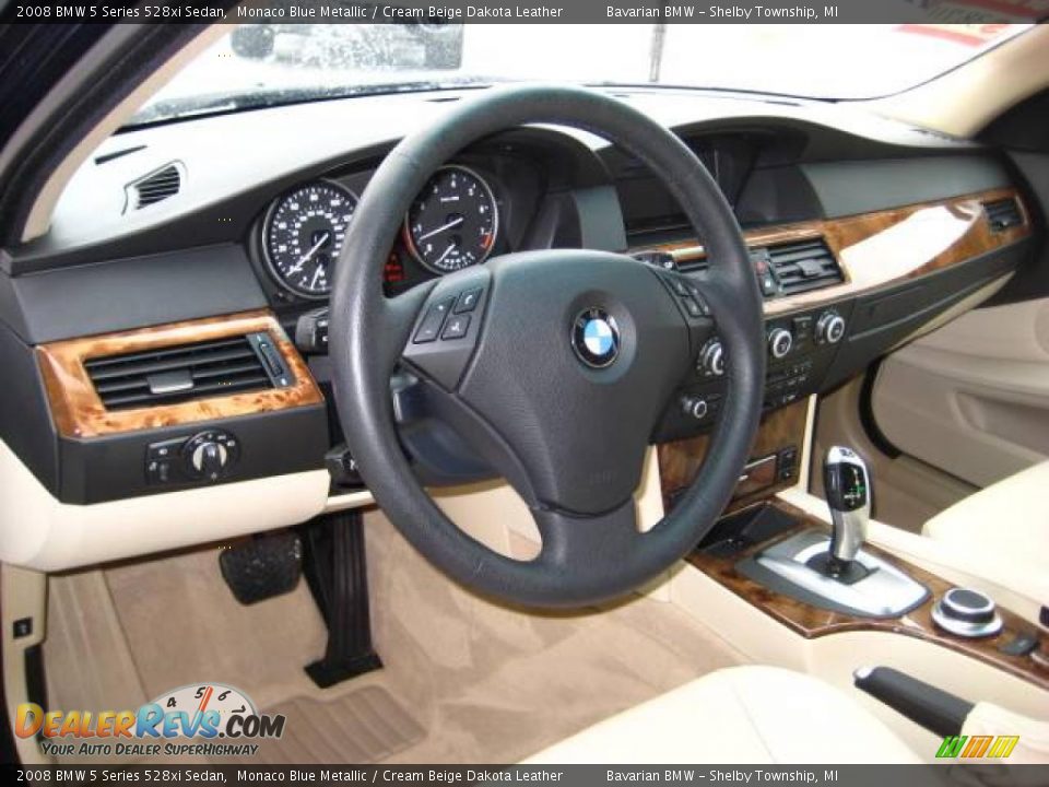 2008 BMW 5 Series 528xi Sedan Monaco Blue Metallic / Cream Beige Dakota Leather Photo #13