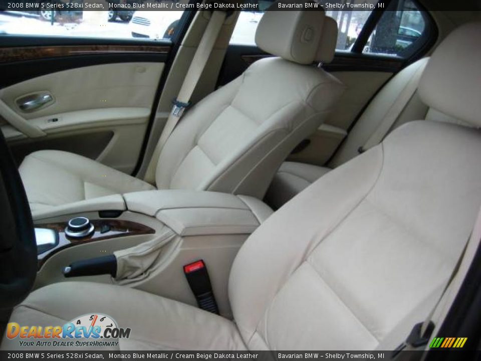 2008 BMW 5 Series 528xi Sedan Monaco Blue Metallic / Cream Beige Dakota Leather Photo #14