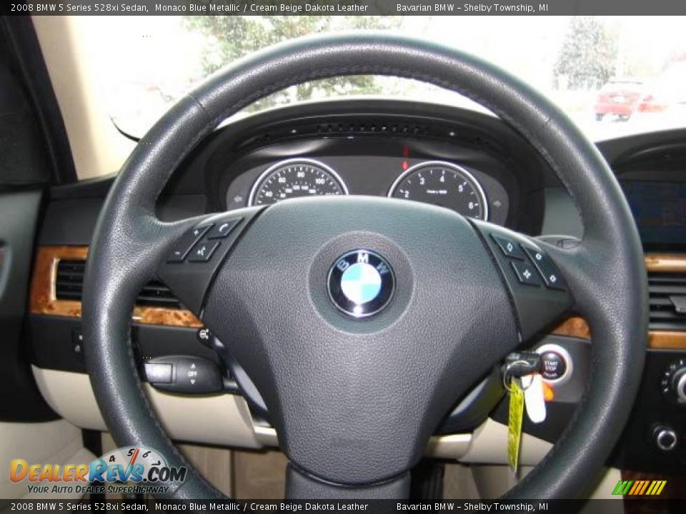 2008 BMW 5 Series 528xi Sedan Monaco Blue Metallic / Cream Beige Dakota Leather Photo #22
