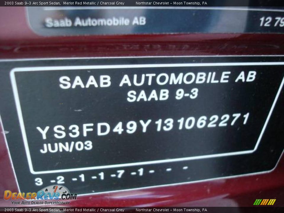 2003 Saab 9-3 Arc Sport Sedan Merlot Red Metallic / Charcoal Grey Photo #19