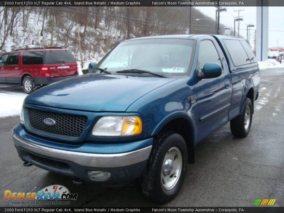 2000 Ford F150 XLT Regular Cab 4x4 Island Blue Metallic / Medium Graphite Photo #5