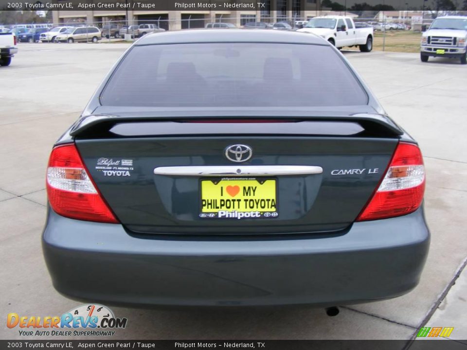 2003 Toyota Camry LE Aspen Green Pearl / Taupe Photo #4