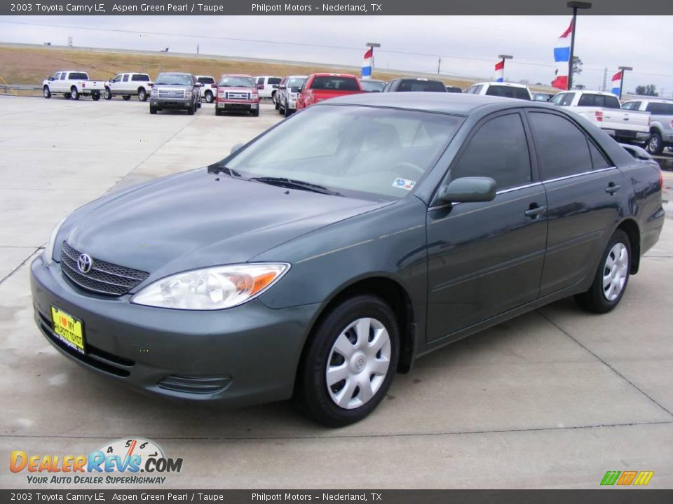 2003 Toyota Camry LE Aspen Green Pearl / Taupe Photo #7