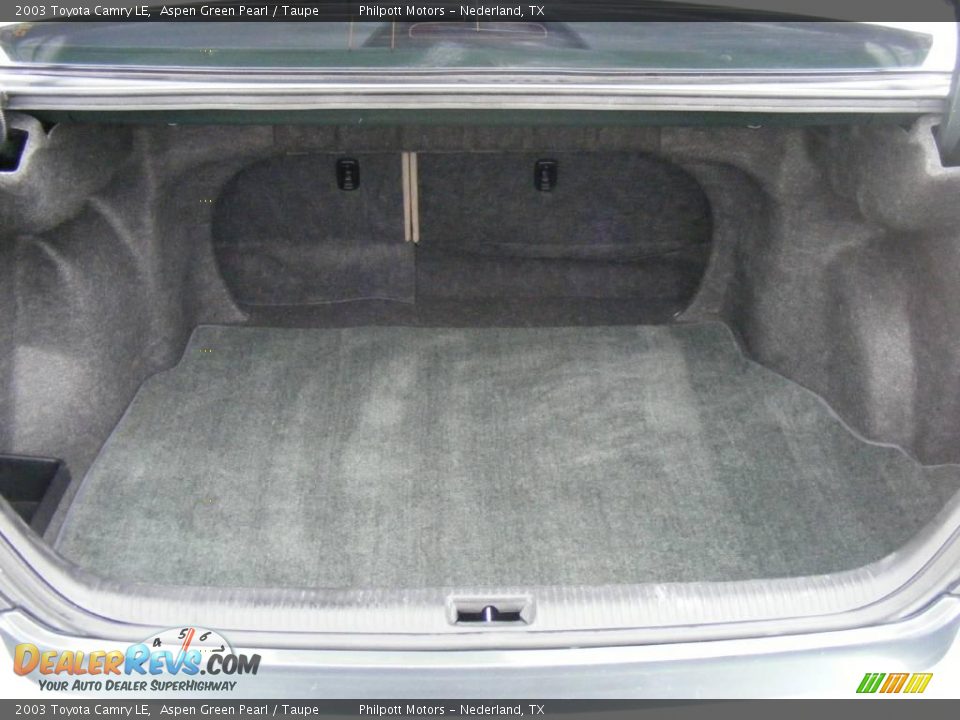 2003 Toyota Camry LE Aspen Green Pearl / Taupe Photo #28