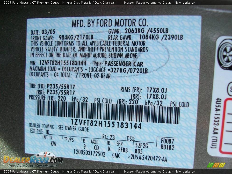 2005 Ford Mustang GT Premium Coupe Mineral Grey Metallic / Dark Charcoal Photo #14
