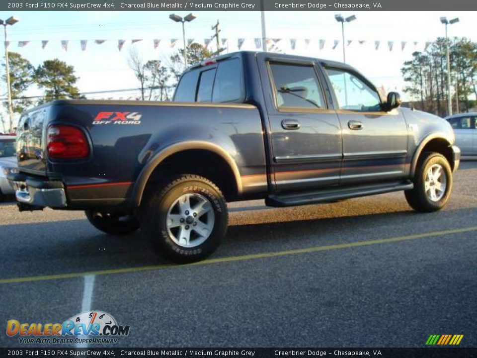 2003 Ford F150 FX4 SuperCrew 4x4 Charcoal Blue Metallic / Medium Graphite Grey Photo #4