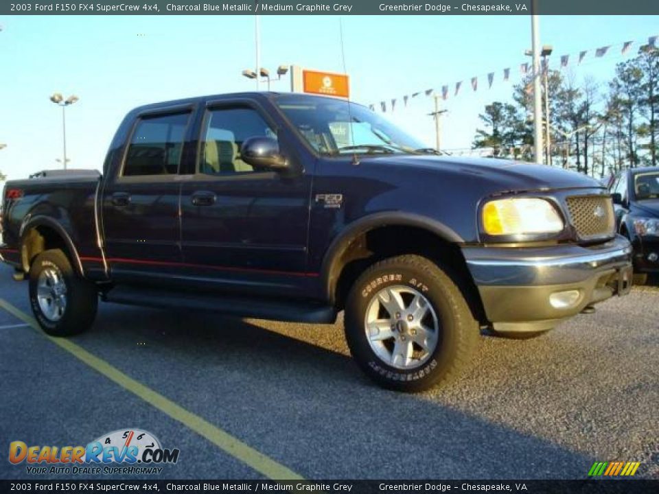 2003 Ford F150 FX4 SuperCrew 4x4 Charcoal Blue Metallic / Medium Graphite Grey Photo #5