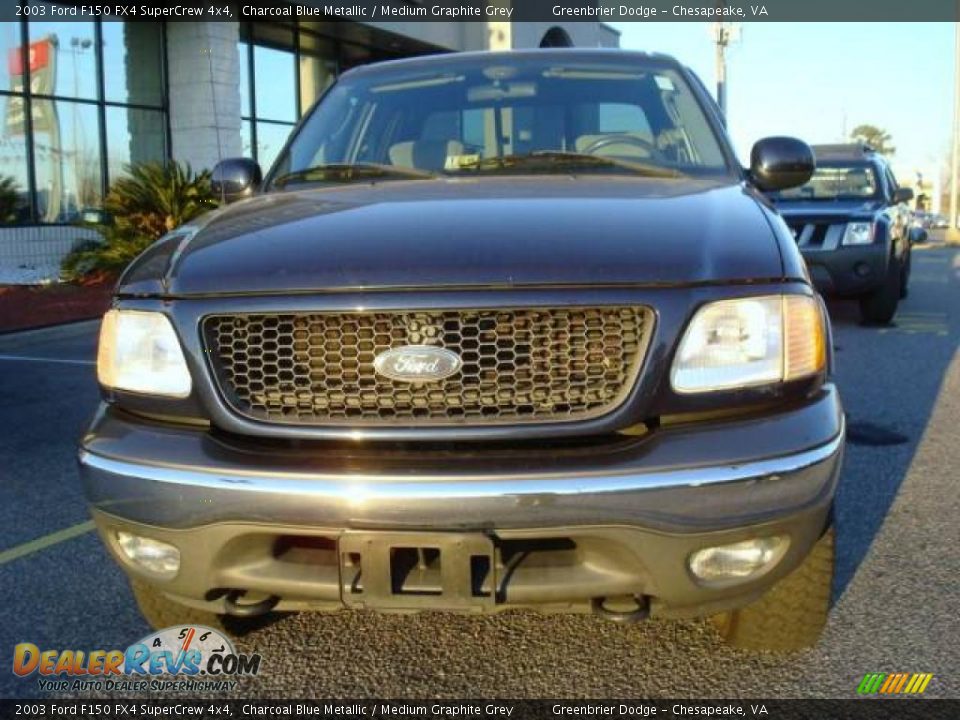 2003 Ford F150 FX4 SuperCrew 4x4 Charcoal Blue Metallic / Medium Graphite Grey Photo #6