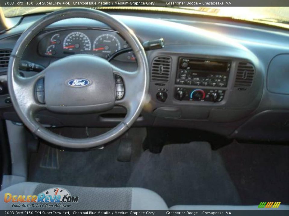 2003 Ford F150 FX4 SuperCrew 4x4 Charcoal Blue Metallic / Medium Graphite Grey Photo #9
