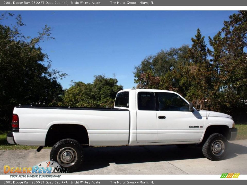2001 Dodge Ram 2500 ST Quad Cab 4x4 Bright White / Agate Photo #14