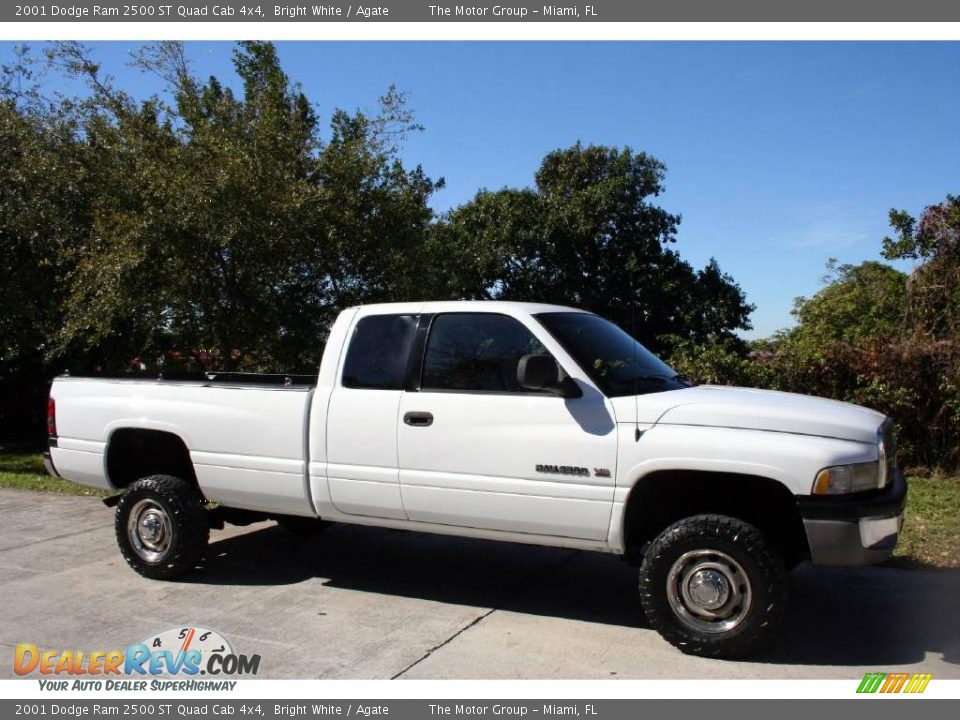 2001 Dodge Ram 2500 ST Quad Cab 4x4 Bright White / Agate Photo #16