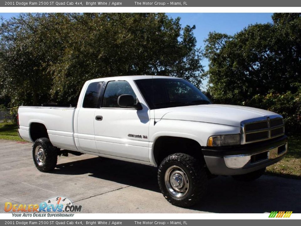 2001 Dodge Ram 2500 ST Quad Cab 4x4 Bright White / Agate Photo #17