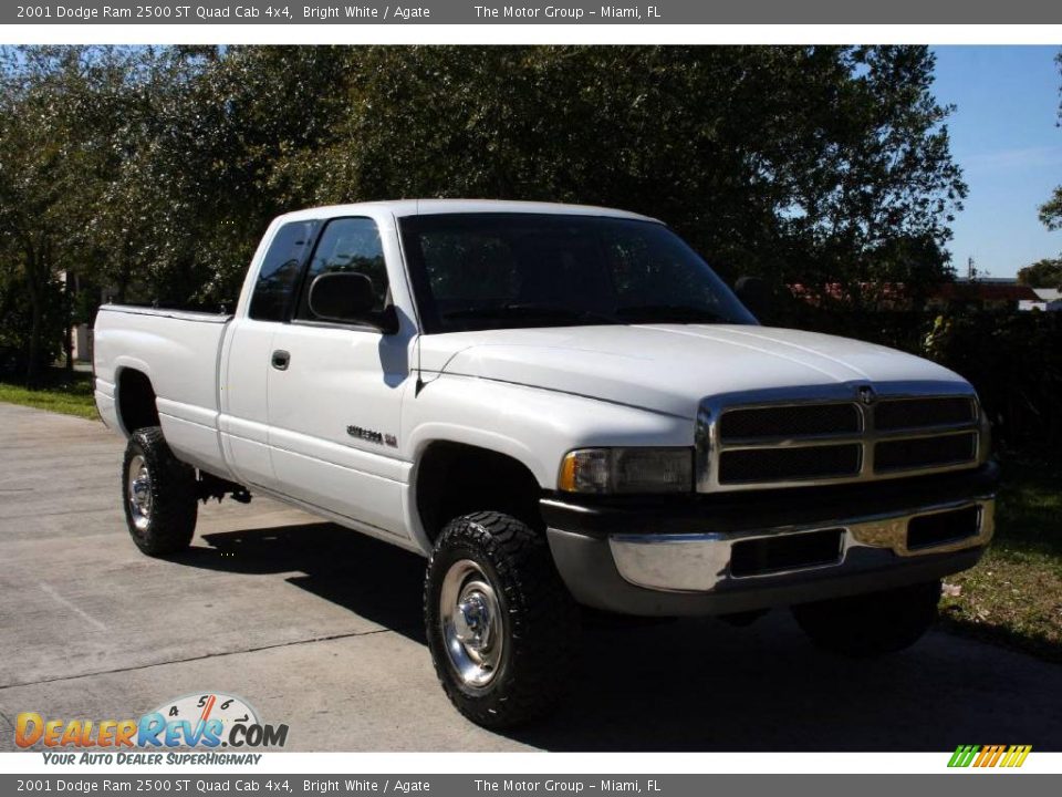 2001 Dodge Ram 2500 ST Quad Cab 4x4 Bright White / Agate Photo #18
