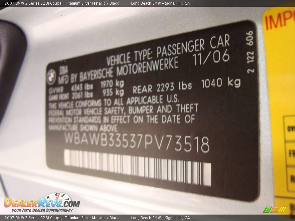 2007 BMW 3 Series 328i Coupe Titanium Silver Metallic / Black Photo #16