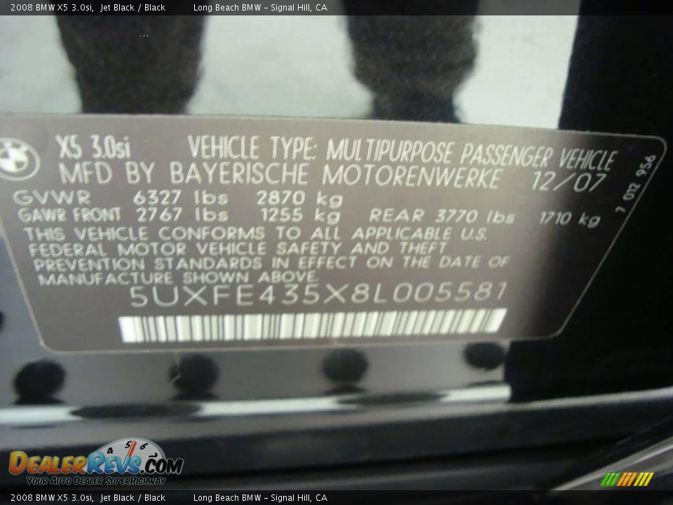 2008 BMW X5 3.0si Jet Black / Black Photo #18