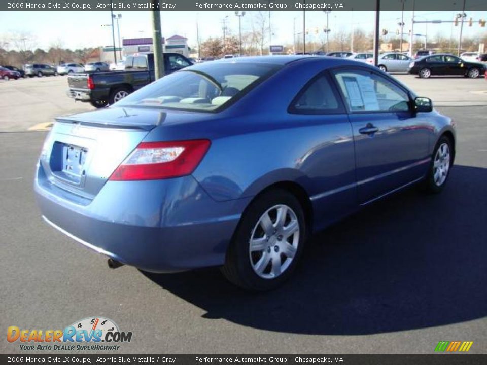 2006 Honda Civic LX Coupe Atomic Blue Metallic / Gray Photo #5