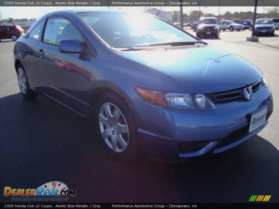 2006 Honda Civic LX Coupe Atomic Blue Metallic / Gray Photo #7