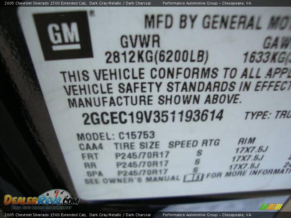 2005 Chevrolet Silverado 1500 Extended Cab Dark Gray Metallic / Dark Charcoal Photo #19