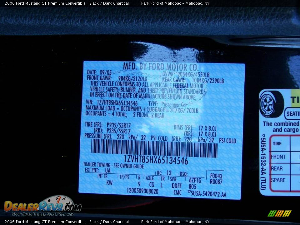 2006 Ford Mustang GT Premium Convertible Black / Dark Charcoal Photo #10