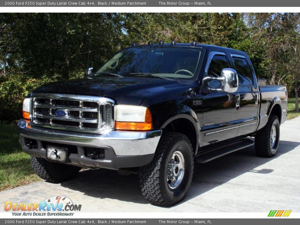 2000 Ford F250 Super Duty Lariat Crew Cab 4x4 Black / Medium Parchment Photo #1