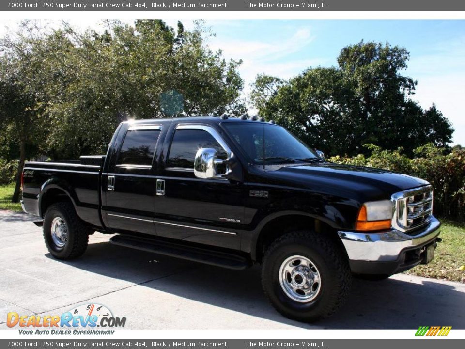 2000 Ford F250 Super Duty Lariat Crew Cab 4x4 Black / Medium Parchment Photo #15