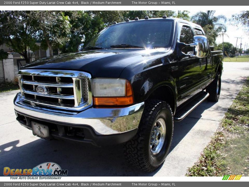 2000 Ford F250 Super Duty Lariat Crew Cab 4x4 Black / Medium Parchment Photo #20