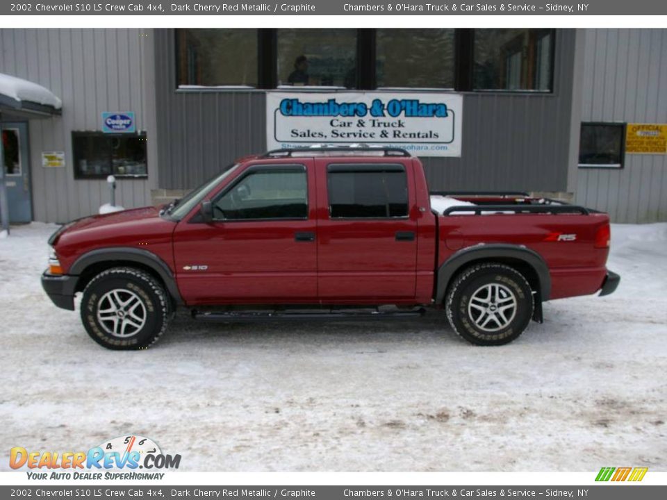 2002 Chevrolet S10 LS Crew Cab 4x4 Dark Cherry Red Metallic / Graphite Photo #2