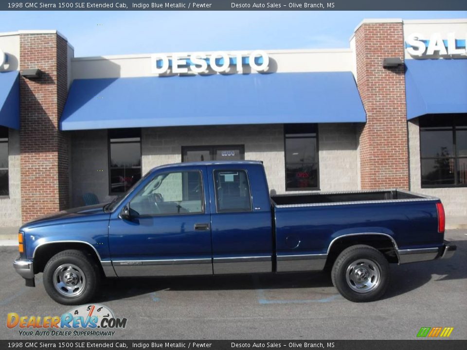 1998 GMC Sierra 1500 SLE Extended Cab Indigo Blue Metallic / Pewter Photo #1