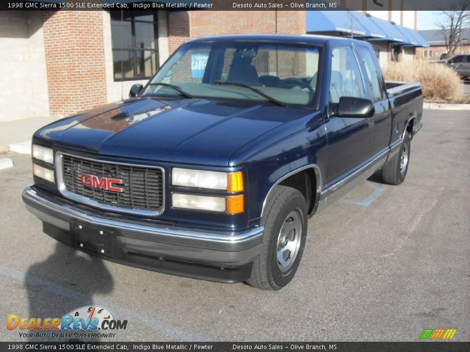 1998 GMC Sierra 1500 SLE Extended Cab Indigo Blue Metallic / Pewter Photo #2