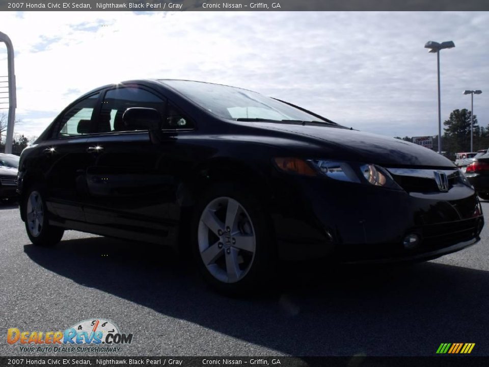 2007 Honda Civic EX Sedan Nighthawk Black Pearl / Gray Photo #7