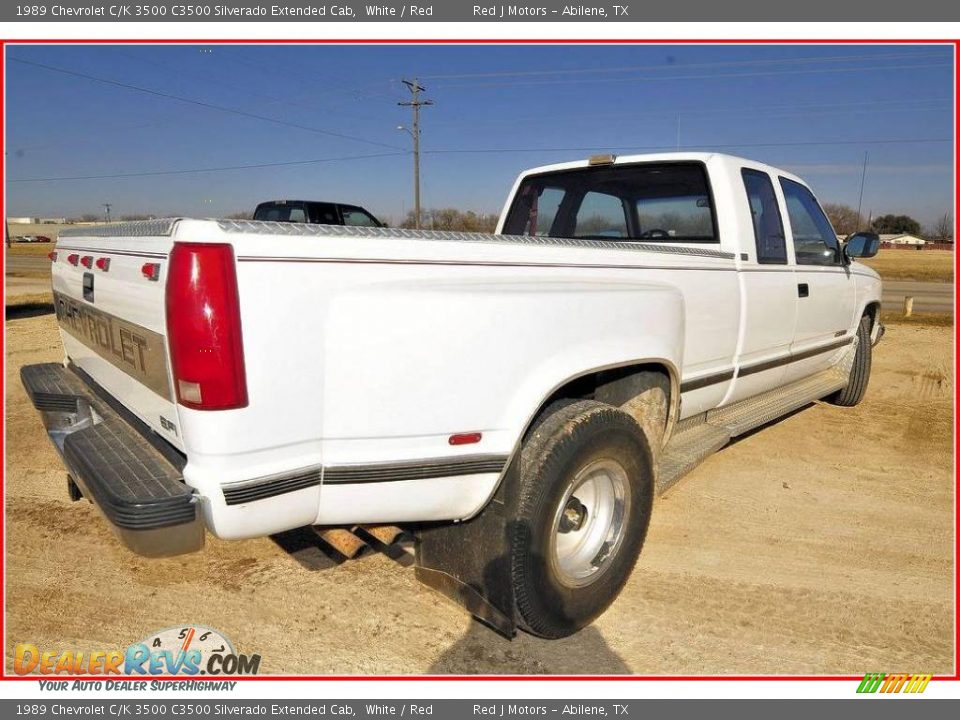 1989 Chevrolet C/K 3500 C3500 Silverado Extended Cab White / Red Photo #7