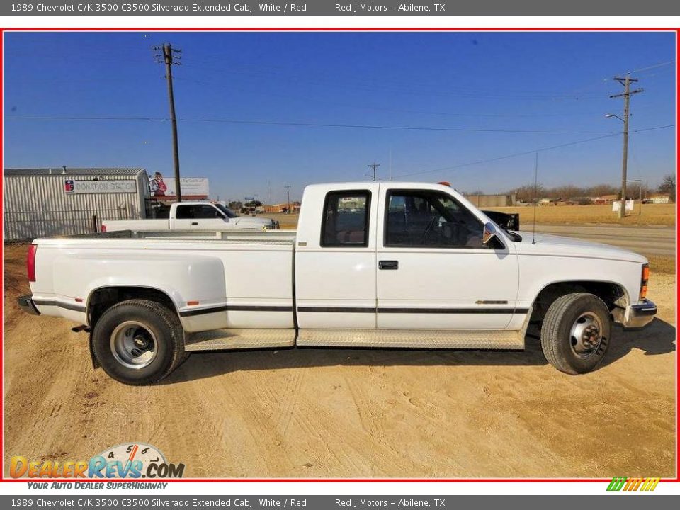 1989 Chevrolet C/K 3500 C3500 Silverado Extended Cab White / Red Photo #8