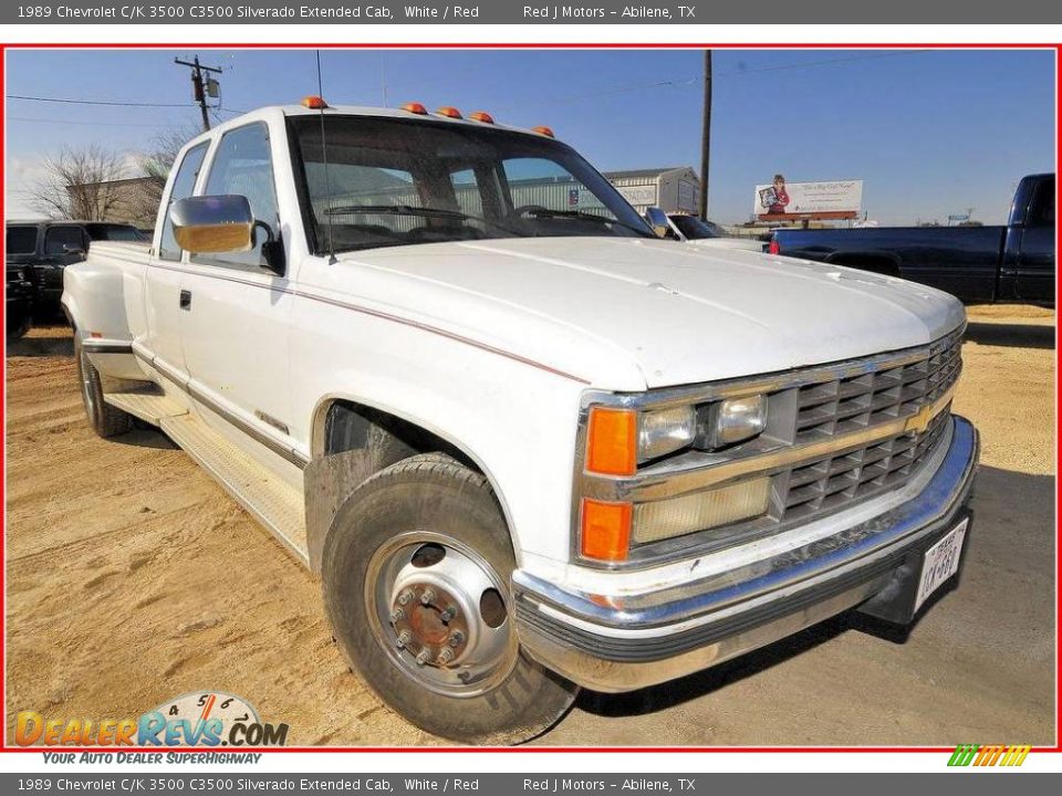 1989 Chevrolet C/K 3500 C3500 Silverado Extended Cab White / Red Photo #9