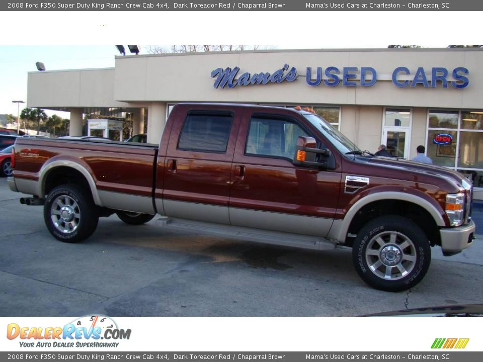 2008 Ford F350 Super Duty King Ranch Crew Cab 4x4 Dark Toreador Red / Chaparral Brown Photo #1