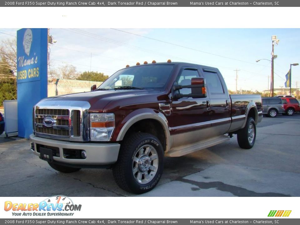 2008 Ford F350 Super Duty King Ranch Crew Cab 4x4 Dark Toreador Red / Chaparral Brown Photo #4