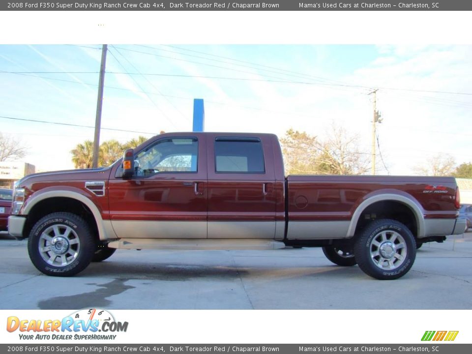 2008 Ford F350 Super Duty King Ranch Crew Cab 4x4 Dark Toreador Red / Chaparral Brown Photo #5