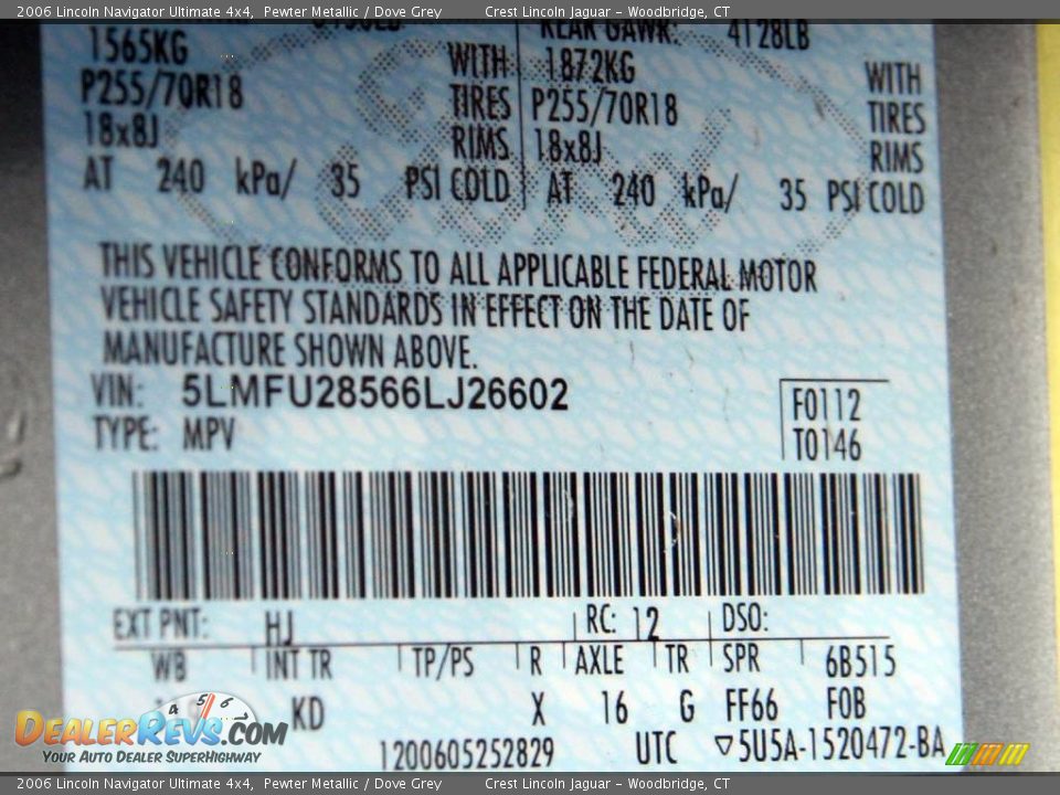 2006 Lincoln Navigator Ultimate 4x4 Pewter Metallic / Dove Grey Photo #20