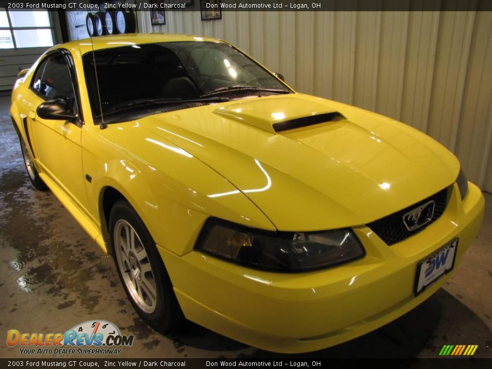 2003 Ford Mustang GT Coupe Zinc Yellow / Dark Charcoal Photo #1