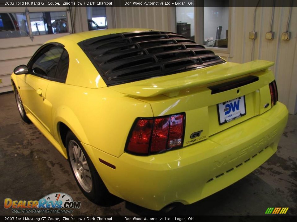 2003 Ford Mustang GT Coupe Zinc Yellow / Dark Charcoal Photo #4